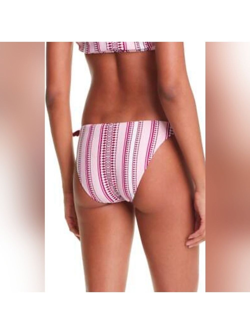Lemlem Neela Side Tie Pink And Burgundy Bikini Bottom Size Large